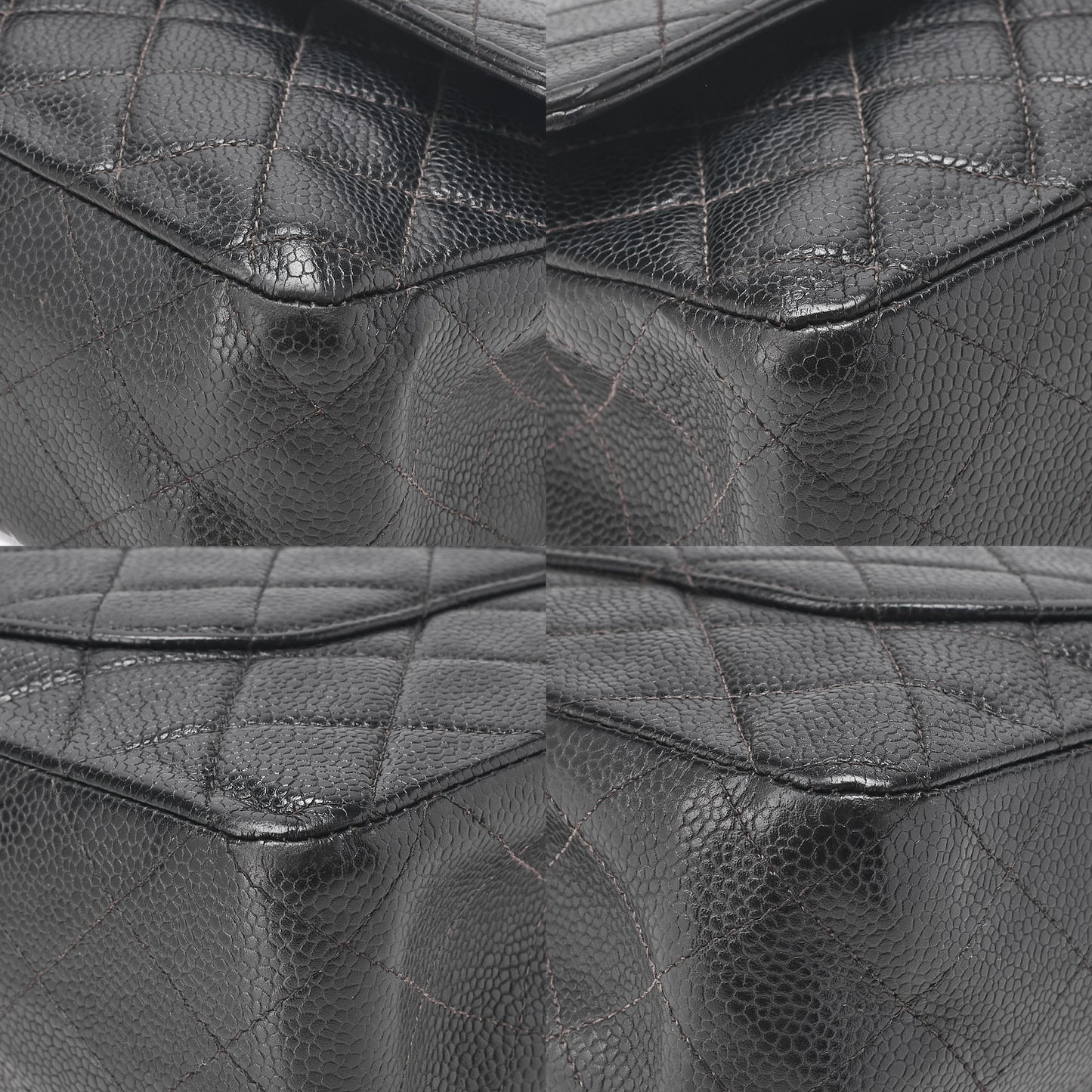 CHANEL Matelasse Turnlock Double Flap 25 Chain Shoulder Bag Caviar Skin Black Silver-Tone Hardware, Pre-Owned