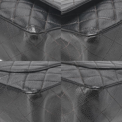 CHANEL Matelasse Turnlock Double Flap 25 Chain Shoulder Bag Caviar Skin Black Silver-Tone Hardware, Pre-Owned