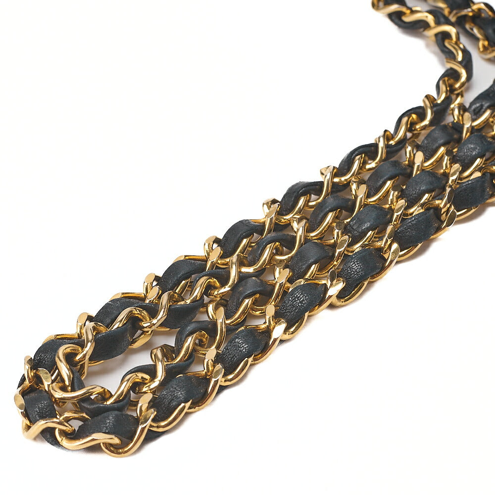 CHANEL Chain Shoulder Bag Matelasse Double Flap 25cm Lambskin Black Gold-Tone Hardware, Pre-Owned