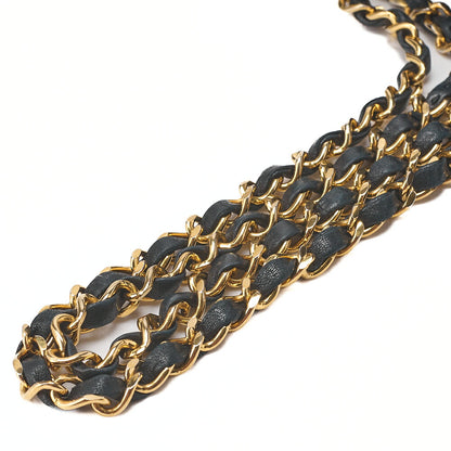 CHANEL Chain Shoulder Bag Matelasse Double Flap 25cm Lambskin Black Gold-Tone Hardware, Pre-Owned