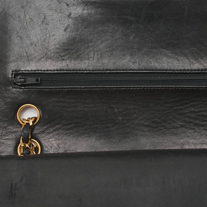 CHANEL Chain Shoulder Bag Matelasse Double Flap 25cm Lambskin Black Gold-Tone Hardware, Pre-Owned