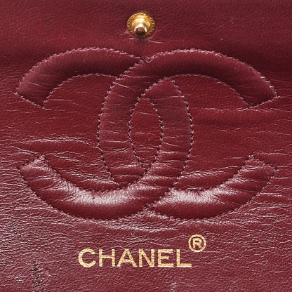 CHANEL Chain Shoulder Bag Matelasse Double Flap 25cm Lambskin Black Gold-Tone Hardware, Pre-Owned