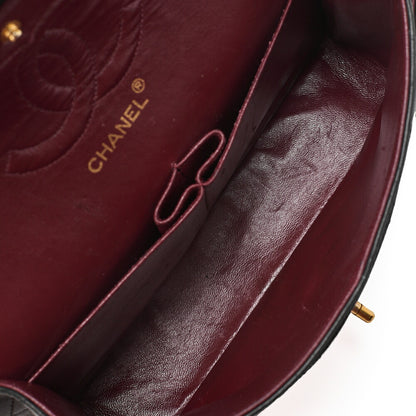 CHANEL Chain Shoulder Bag Matelasse Double Flap 25cm Lambskin Black Gold-Tone Hardware, Pre-Owned