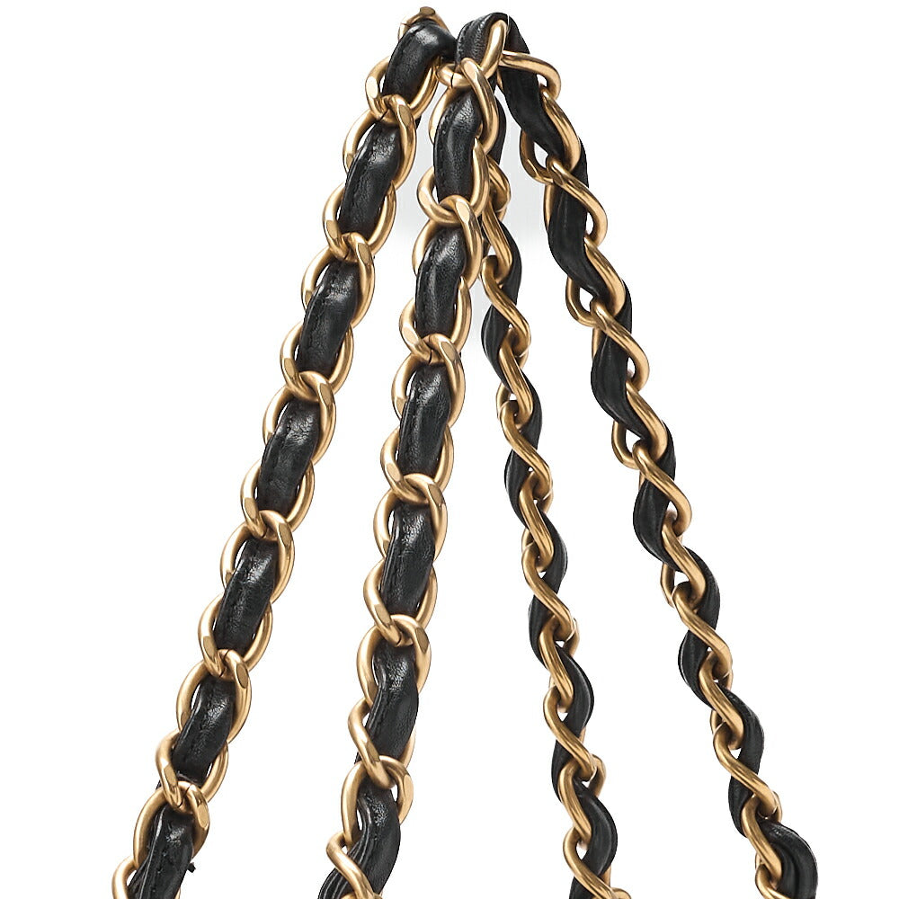 CHANEL Chain Tote Bag Bicolore Cocomark Raffia X Lambskin Cocomark Gold-Tone Hardware, Pre-Owned