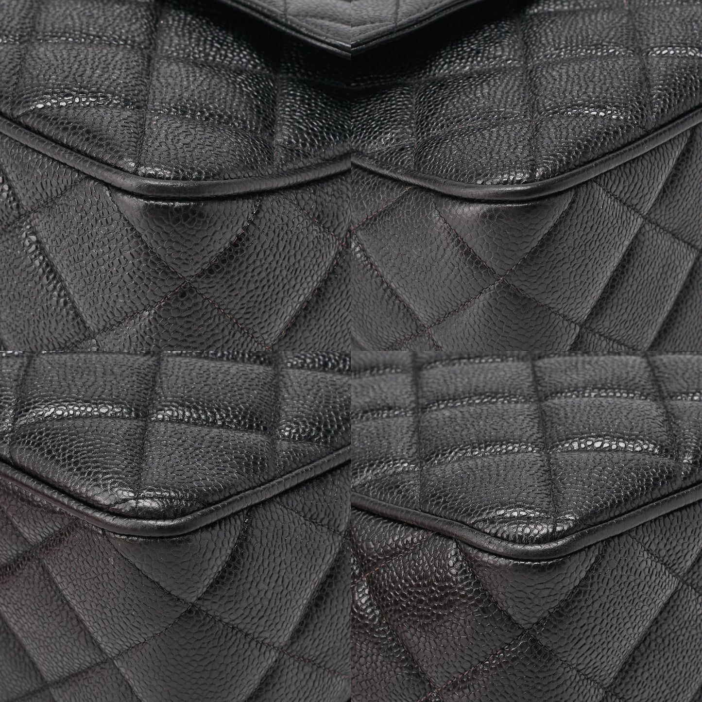 CHANEL Chain Shoulder Bag Square Turnlock Caviar Skin Black Gold-Tone Hardware, Pre-Owned