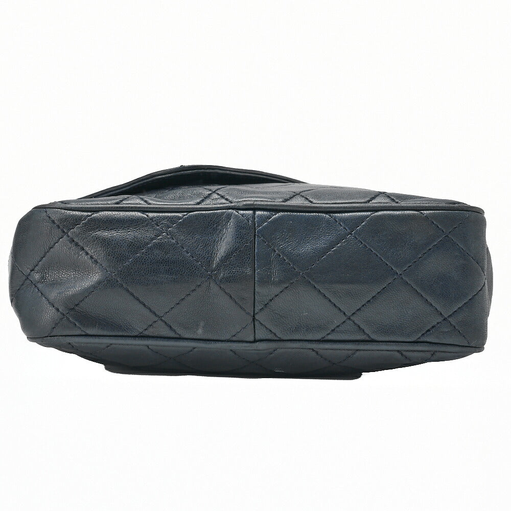 CHANEL Chain Shoulder Matrasse Coco Mark Fringe Lambskin Navy Gold-Tone Hardware, Pre-Owned