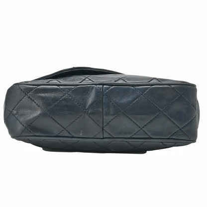 CHANEL Chain Shoulder Matrasse Coco Mark Fringe Lambskin Navy Gold-Tone Hardware, Pre-Owned