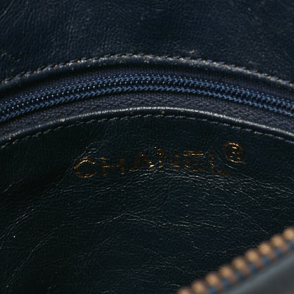 CHANEL Chain Shoulder Matrasse Coco Mark Fringe Lambskin Navy Gold-Tone Hardware, Pre-Owned