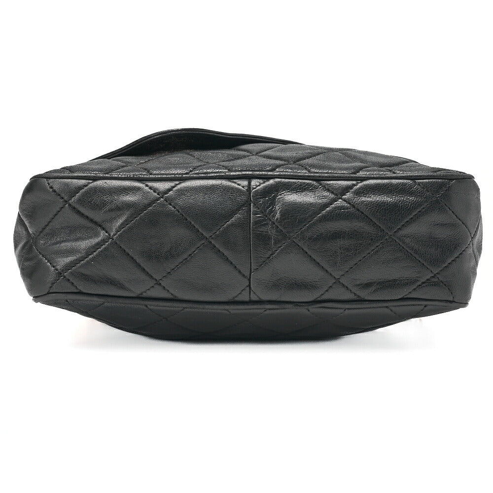 CHANEL Chain Shoulder Matelasse Coco Mark Fringe Lambskin Black Gold-Tone Hardware, Pre-Owned