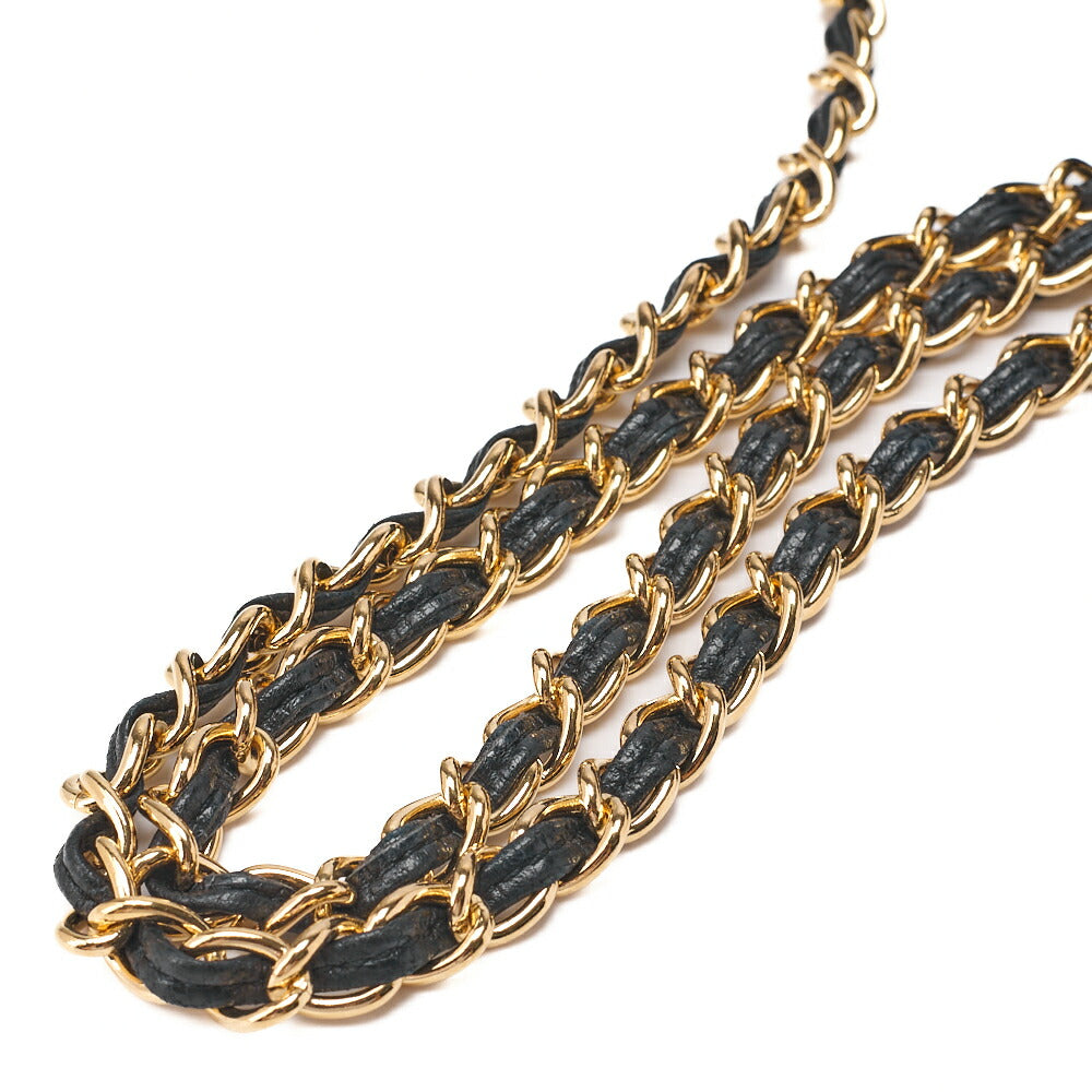 CHANEL Chain Shoulder Matelasse Coco Mark Fringe Lambskin Black Gold-Tone Hardware, Pre-Owned