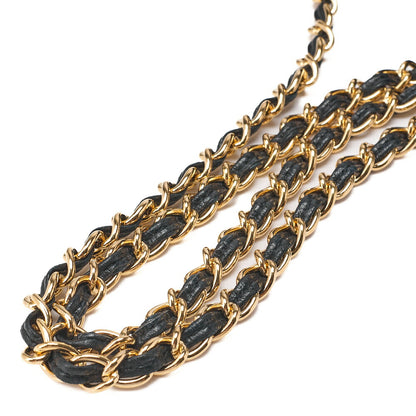 CHANEL Chain Shoulder Matelasse Coco Mark Fringe Lambskin Black Gold-Tone Hardware, Pre-Owned