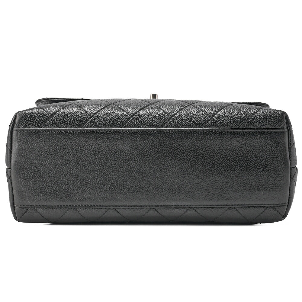 CHANEL Handbag Matelasse Turnlock Kelly Shape Caviar Skin Black Silver-Tone Hardware, Pre-Owned