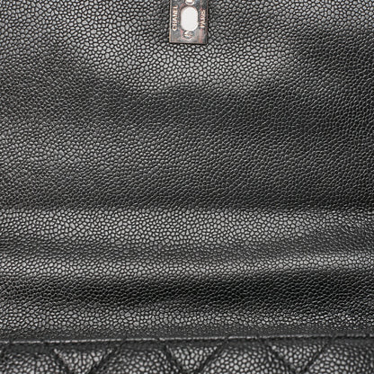 CHANEL Handbag Matelasse Turnlock Kelly Shape Caviar Skin Black Silver-Tone Hardware, Pre-Owned