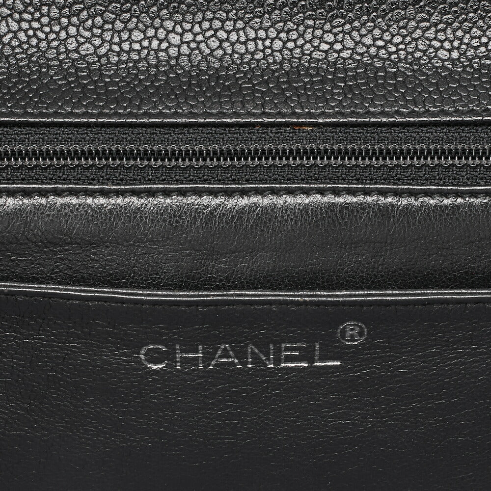 CHANEL Handbag Matelasse Turnlock Kelly Shape Caviar Skin Black Silver-Tone Hardware, Pre-Owned