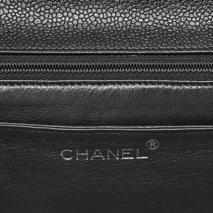 CHANEL Handbag Matelasse Turnlock Kelly Shape Caviar Skin Black Silver-Tone Hardware, Pre-Owned