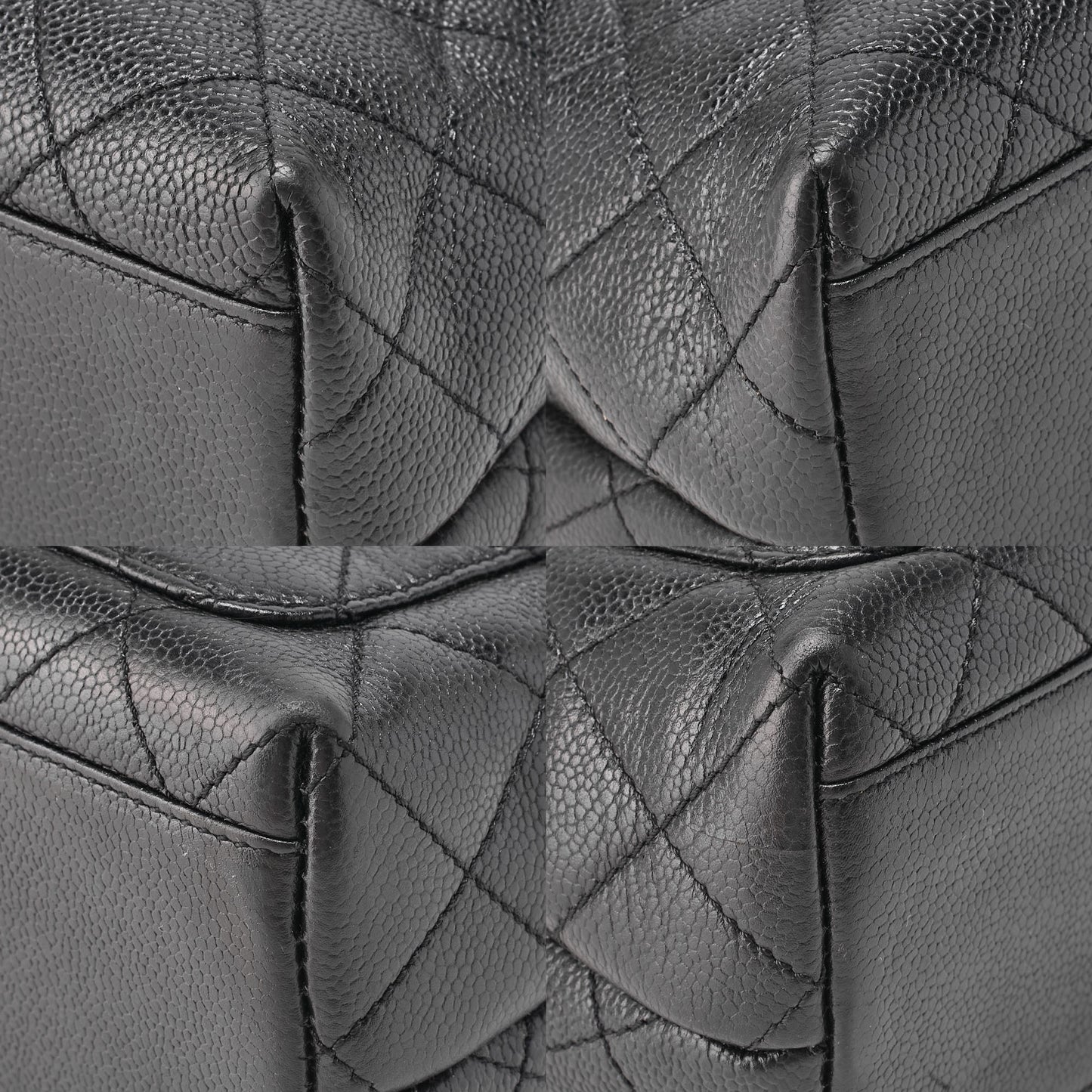 CHANEL Handbag Matelasse Turnlock Kelly Shape Caviar Skin Black Silver-Tone Hardware, Pre-Owned