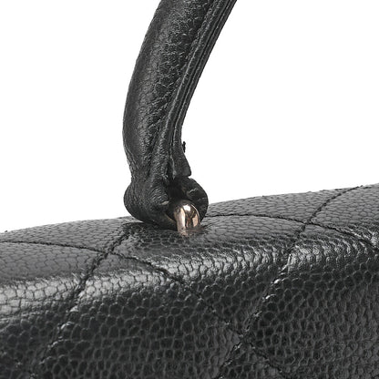 CHANEL Handbag Matelasse Turnlock Kelly Shape Caviar Skin Black Silver-Tone Hardware, Pre-Owned