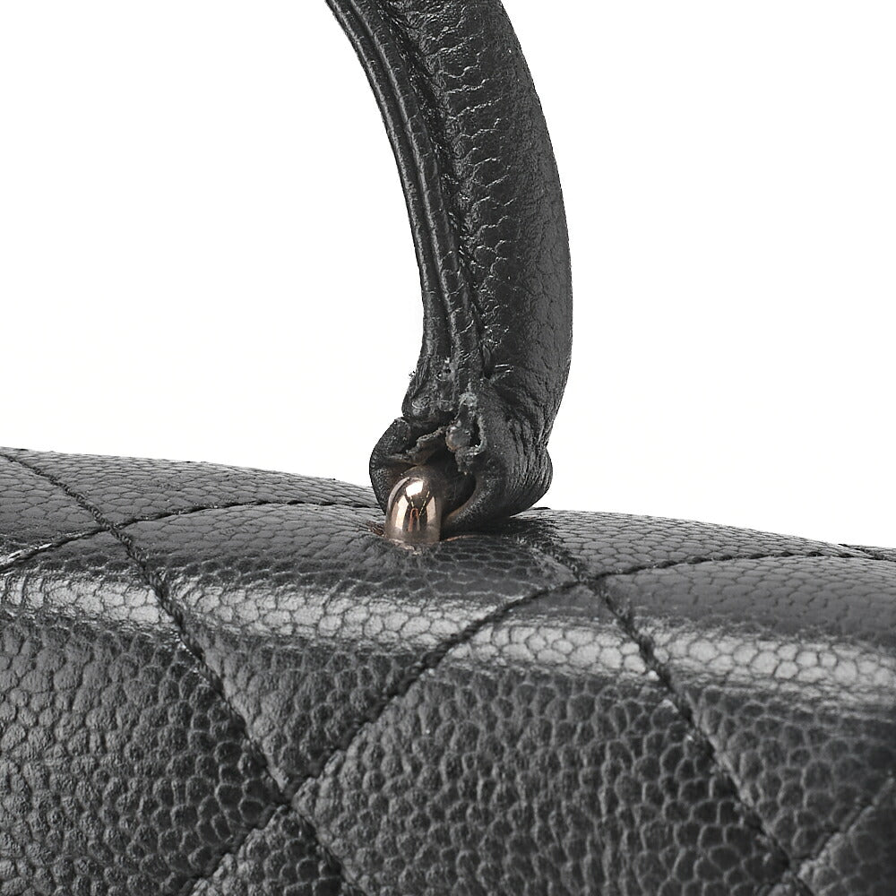 CHANEL Handbag Matelasse Turnlock Kelly Shape Caviar Skin Black Silver-Tone Hardware, Pre-Owned