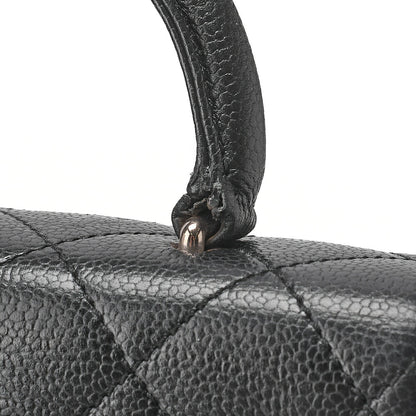 CHANEL Handbag Matelasse Turnlock Kelly Shape Caviar Skin Black Silver-Tone Hardware, Pre-Owned
