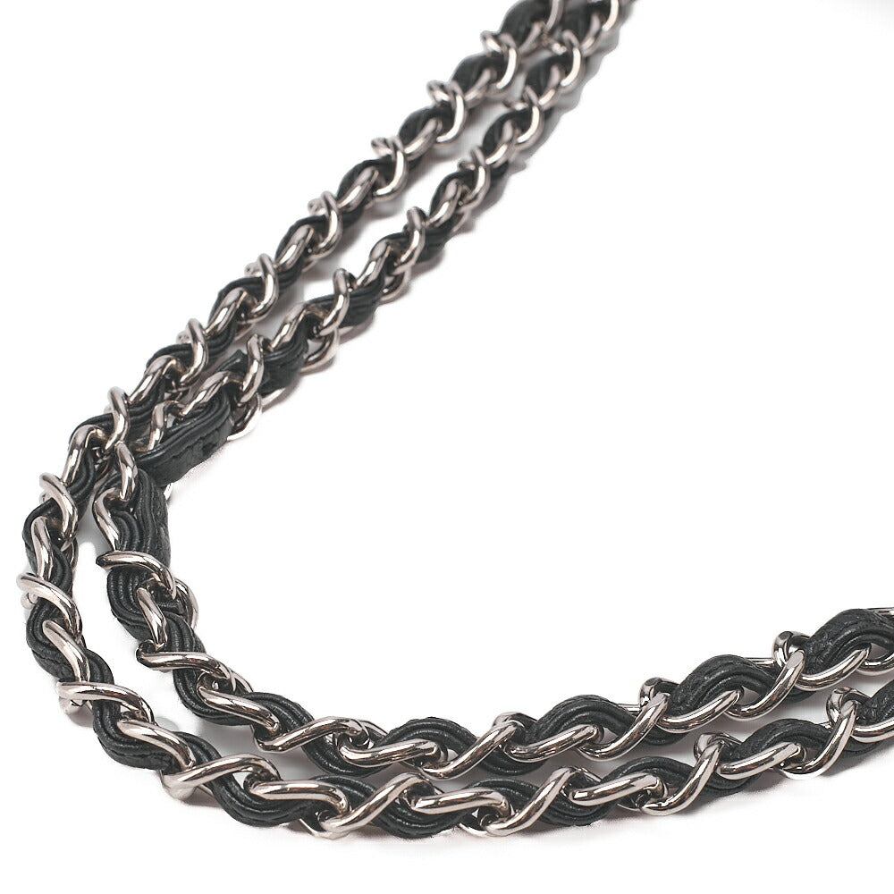 CHANEL Deca Matelasse Double Flap Chain Shoulder Bag Caviar Skin Black Silver-Tone Hardware, Pre-Owned