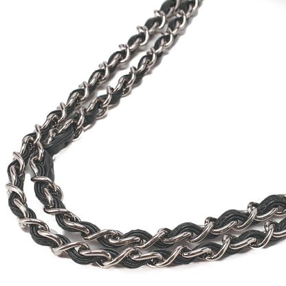 CHANEL Deca Matelasse Double Flap Chain Shoulder Bag Caviar Skin Black Silver-Tone Hardware, Pre-Owned