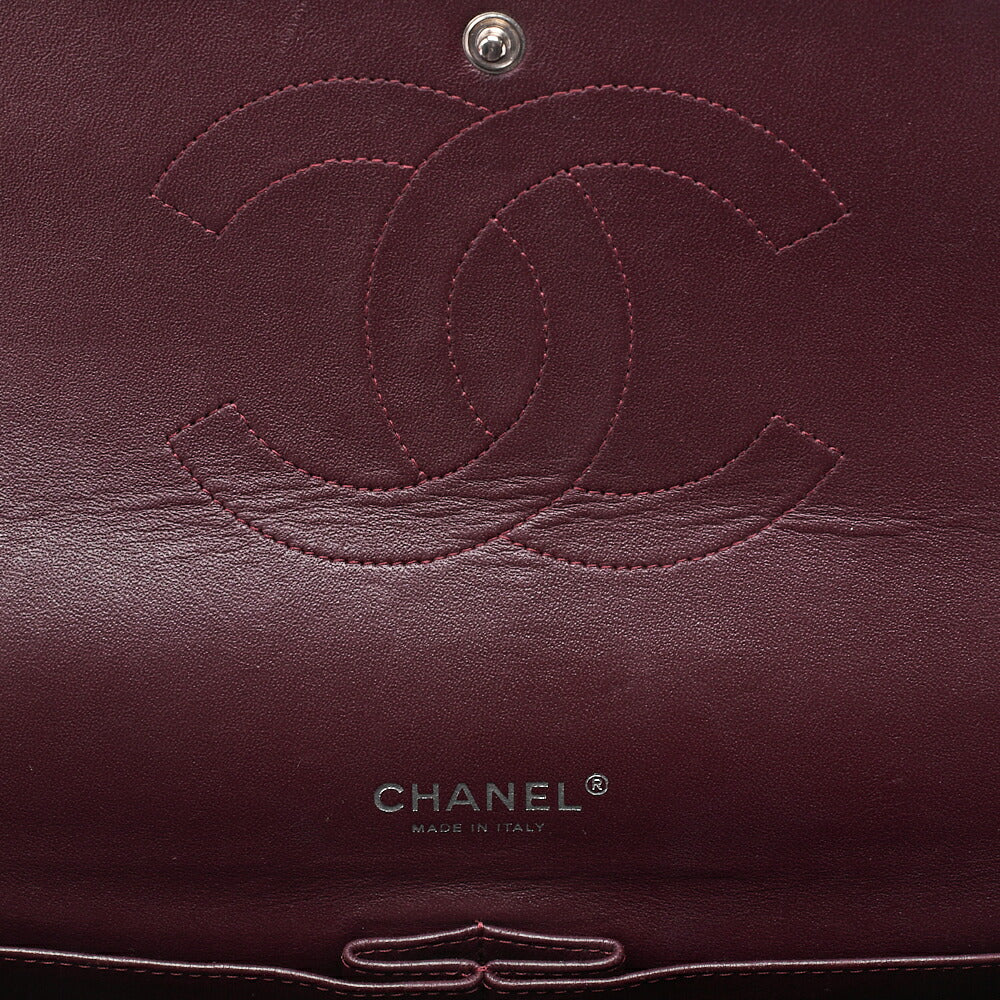 CHANEL Deca Matelasse Double Flap Chain Shoulder Bag Caviar Skin Black Silver-Tone Hardware, Pre-Owned