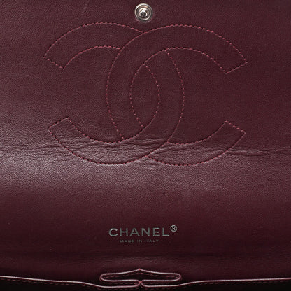 CHANEL Deca Matelasse Double Flap Chain Shoulder Bag Caviar Skin Black Silver-Tone Hardware, Pre-Owned