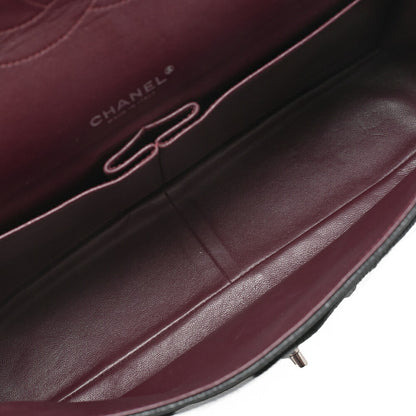 CHANEL Deca Matelasse Double Flap Chain Shoulder Bag Caviar Skin Black Silver-Tone Hardware, Pre-Owned