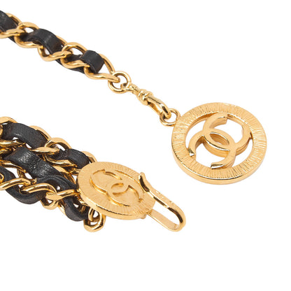 CHANEL Cocomark Chain Belt Triple GP x Leather Black x Gold Gold-Tone Hardware, Pre-Owned
