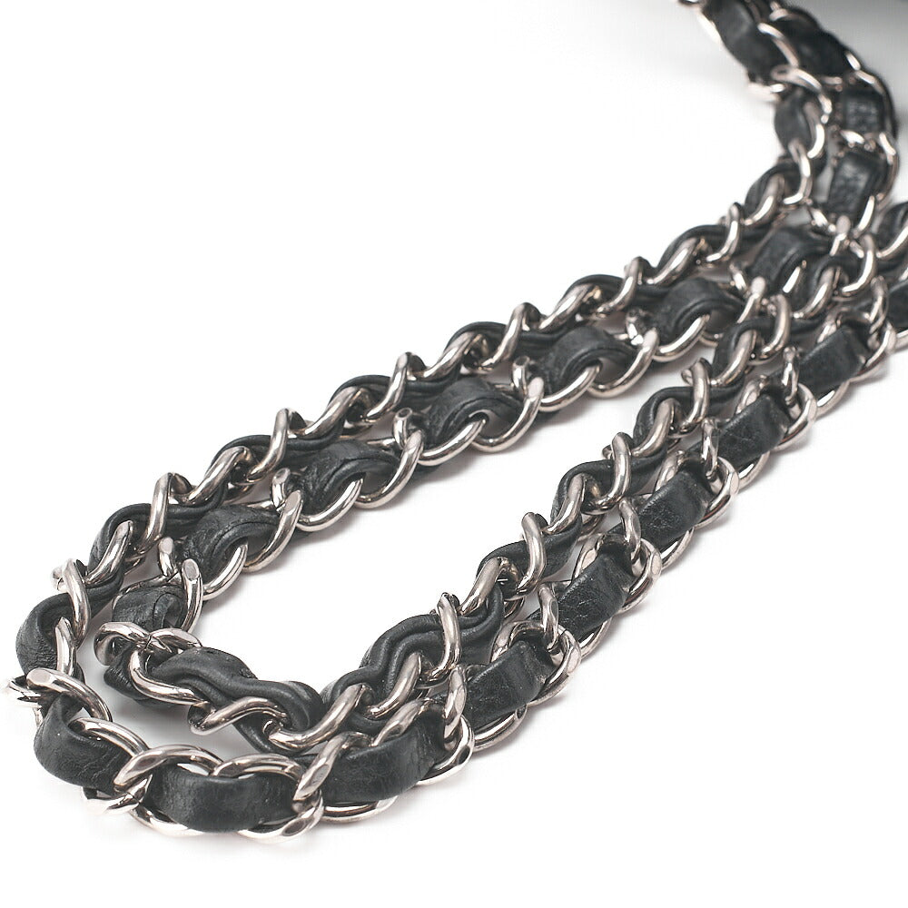 CHANEL Matelasse Turnlock Double Flap 25 Chain Shoulder Bag Caviar Skin Black Silver-Tone Hardware, Pre-Owned