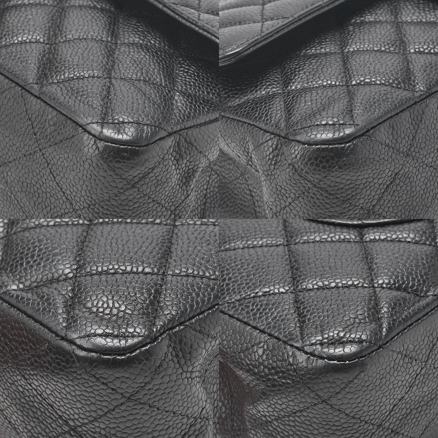 CHANEL Matelasse Turnlock Double Flap 25 Chain Shoulder Bag Caviar Skin Black Silver-Tone Hardware, Pre-Owned