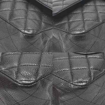 CHANEL Matelasse Turnlock Double Flap 25 Chain Shoulder Bag Caviar Skin Black Silver-Tone Hardware, Pre-Owned