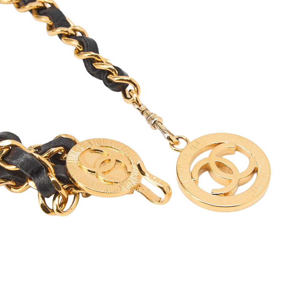CHANEL Cocomark Chain Belt Triple GP x  Leather Black x Gold Gold-Tone Hardware, Pre-Owned