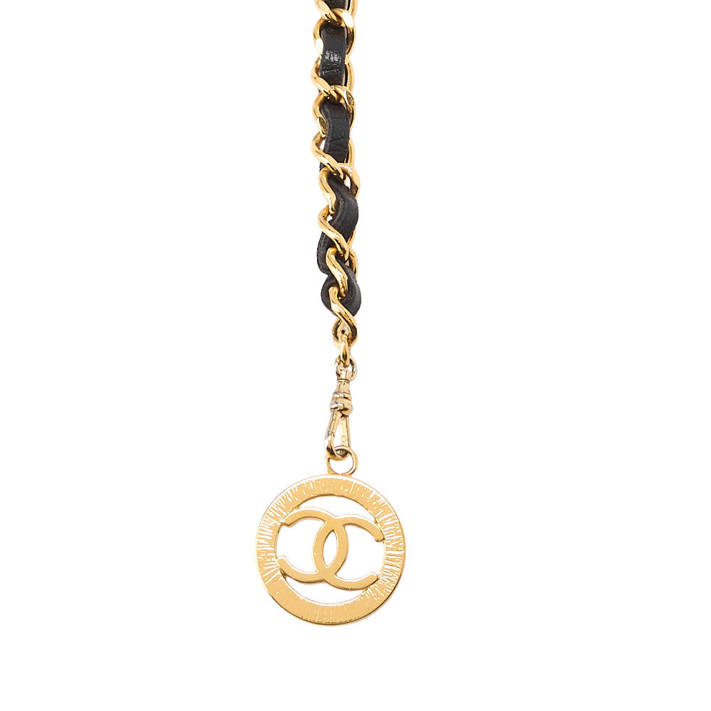 CHANEL Cocomark Chain Belt Triple GP x  Leather Black x Gold Gold-Tone Hardware, Pre-Owned