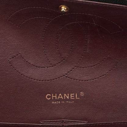 CHANEL Chain Shoulder Bag Deca Matelasse Double Flap 30cm Caviar Skin Black Gold-Tone Hardware, Pre-Owned