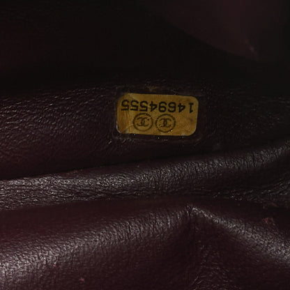 CHANEL Chain Shoulder Bag Deca Matelasse Double Flap 30cm Caviar Skin Black Gold-Tone Hardware, Pre-Owned