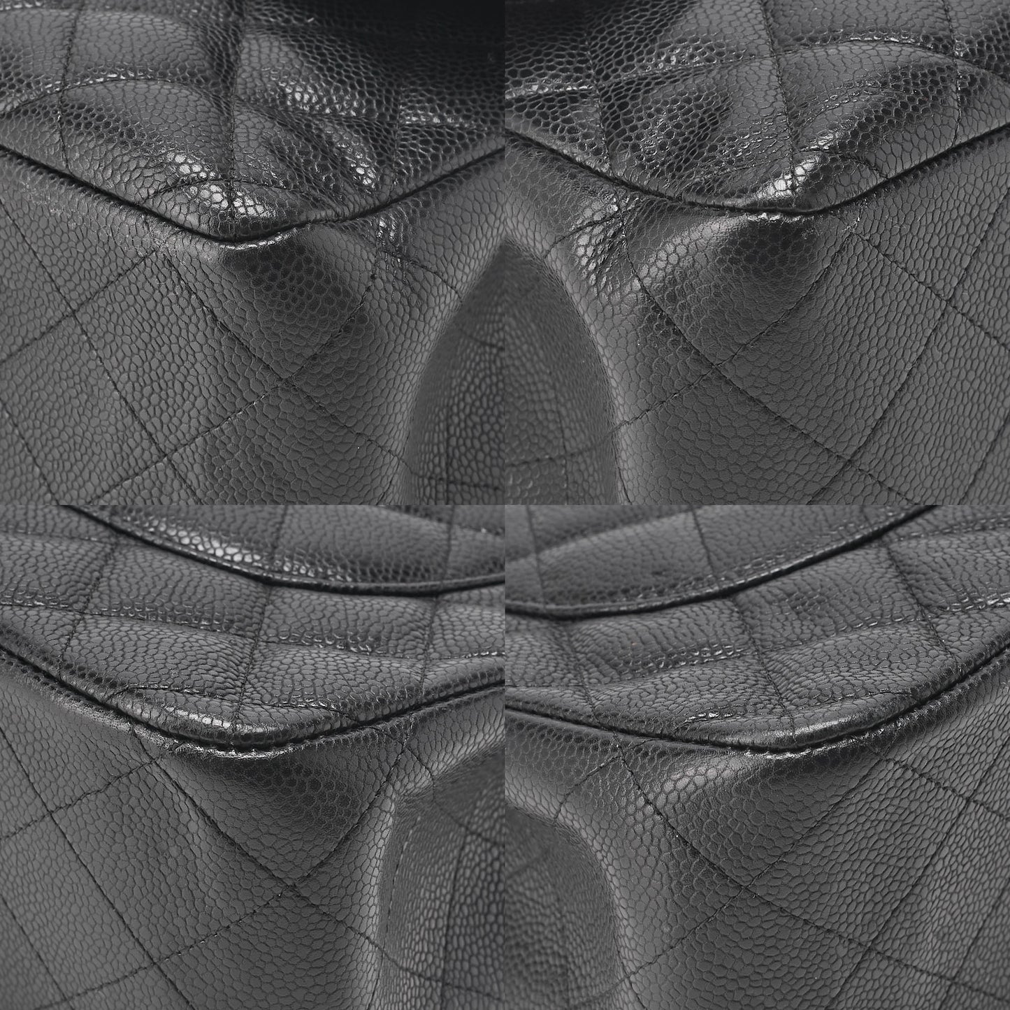 CHANEL Chain Shoulder Bag Deca Matelasse Double Flap 30cm Caviar Skin Black Gold-Tone Hardware, Pre-Owned