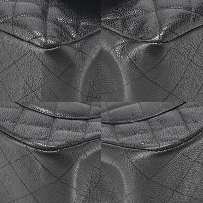 CHANEL Chain Shoulder Bag Deca Matelasse Double Flap 30cm Caviar Skin Black Gold-Tone Hardware, Pre-Owned