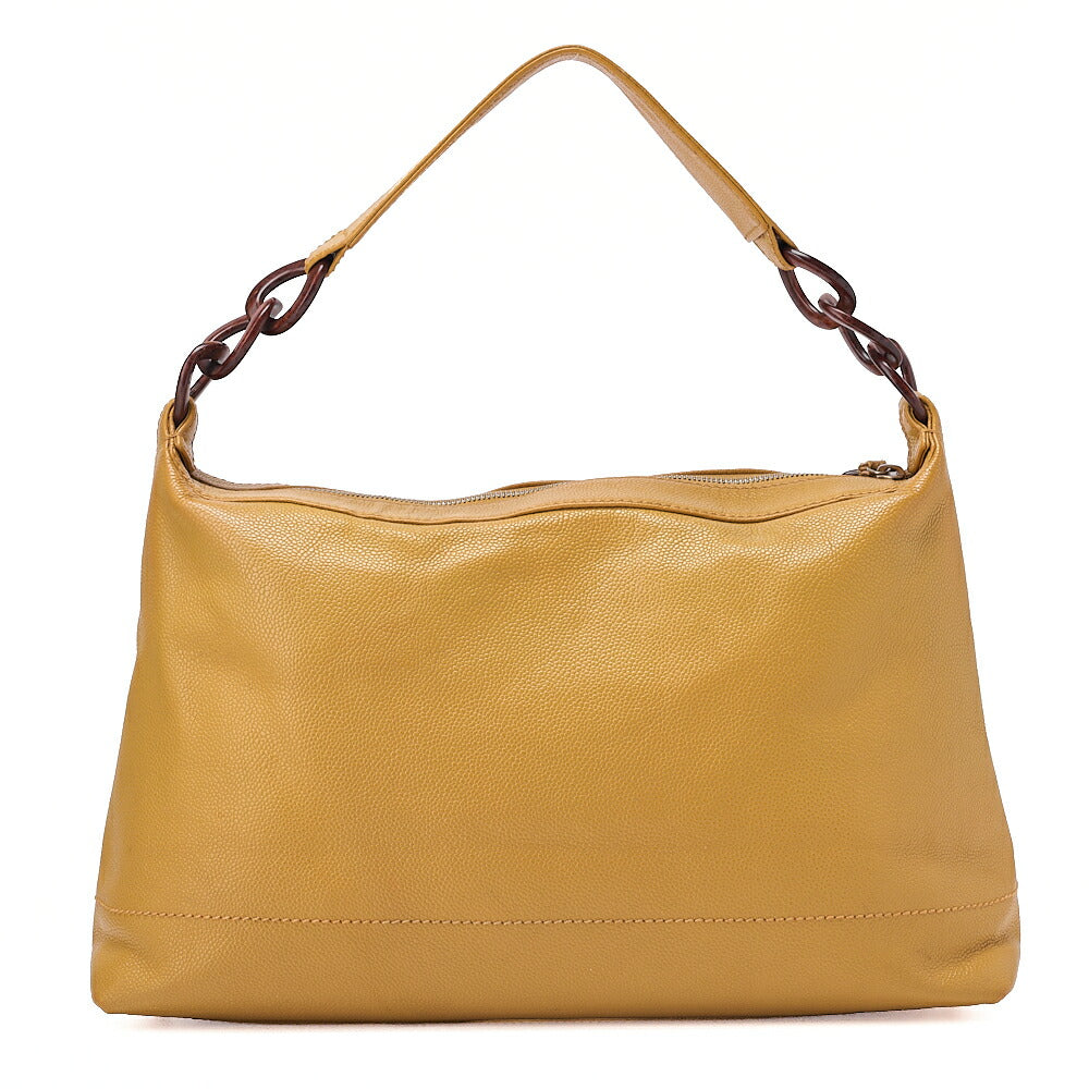 CHANEL Coco Mark with Wood Pattern Charm One Shoulder Bag Caviar Skin Beige Gold-Tone Hardware, Pre-Owned