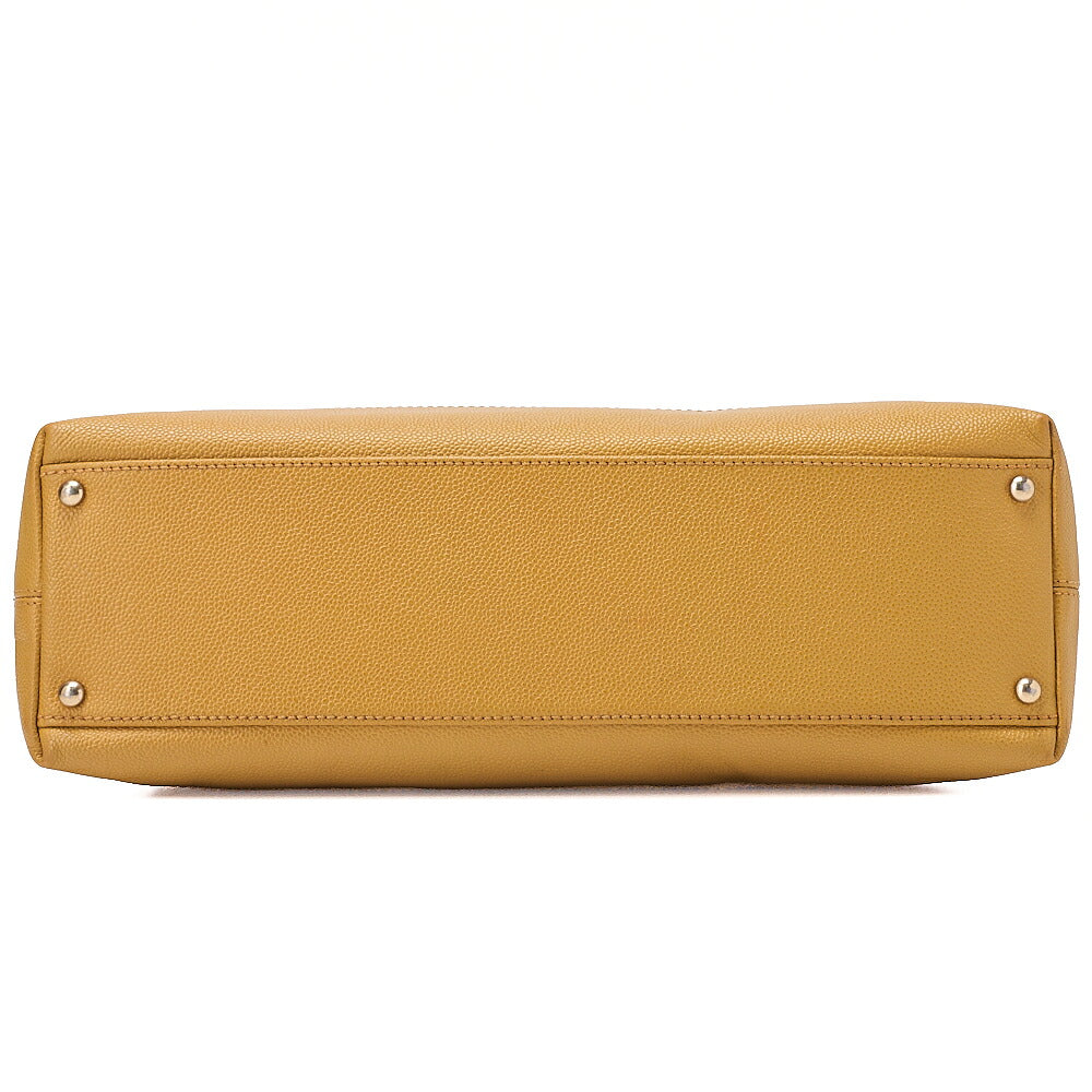 CHANEL Coco Mark with Wood Pattern Charm One Shoulder Bag Caviar Skin Beige Gold-Tone Hardware, Pre-Owned