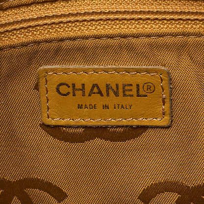 CHANEL Coco Mark with Wood Pattern Charm One Shoulder Bag Caviar Skin Beige Gold-Tone Hardware, Pre-Owned