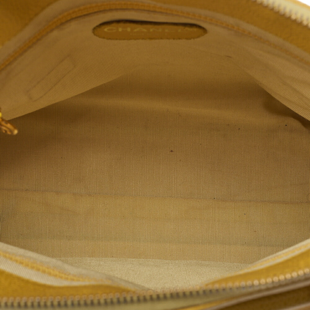 CHANEL Outside Flap Shoulder Bag Caviar Skin Yellow Gold-Tone Hardware, Pre-Owned