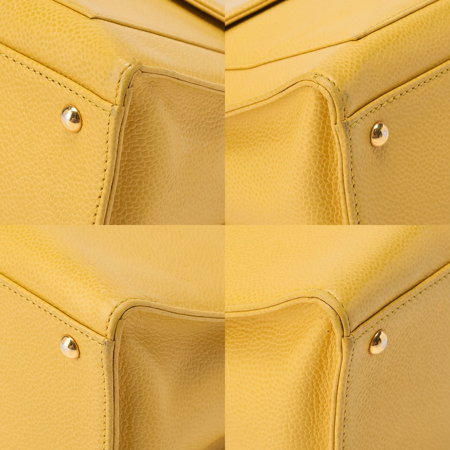 CHANEL Outside Flap Shoulder Bag Caviar Skin Yellow Gold-Tone Hardware, Pre-Owned