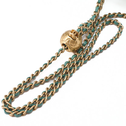 CHANEL Chain Shoulder Bag Mini Matelasse 17cm Lambskin Single Flap Turnlock Mint Green Gold-Tone Hardware, Pre-Owned