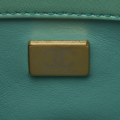 CHANEL Chain Shoulder Bag Mini Matelasse 17cm Lambskin Single Flap Turnlock Mint Green Gold-Tone Hardware, Pre-Owned