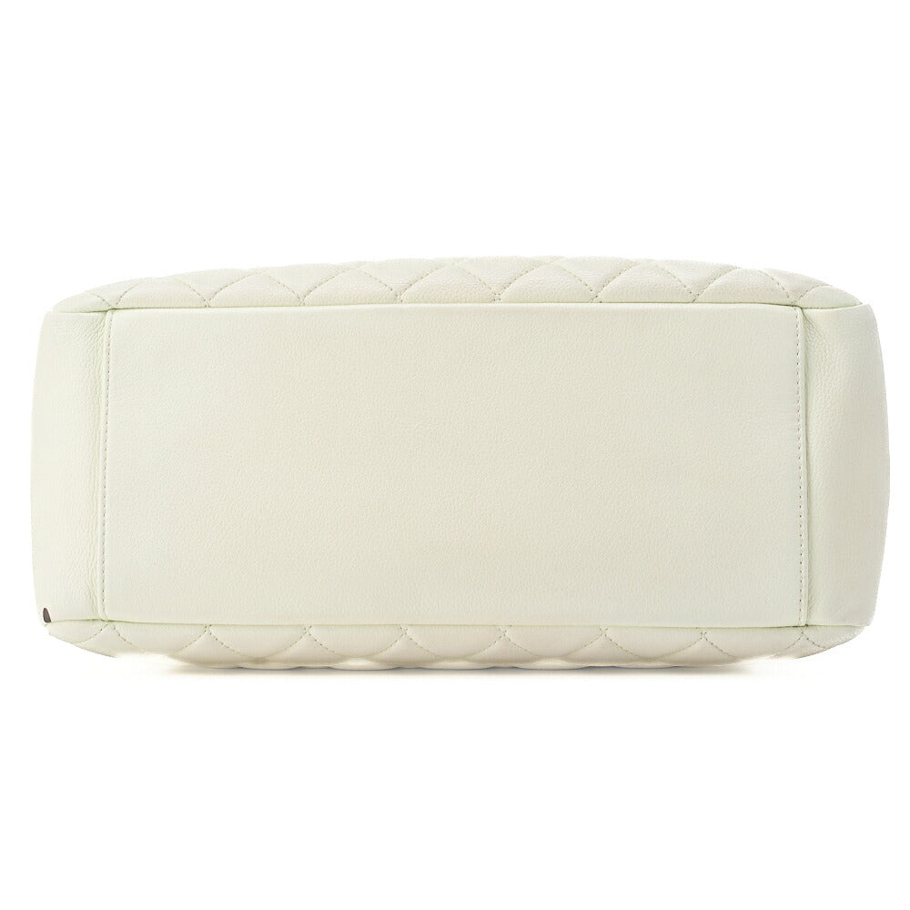 CHANEL Tote Bag  Matelasse Caviar Skin White Double Chain GST Silver-Tone Hardware, Pre-Owned