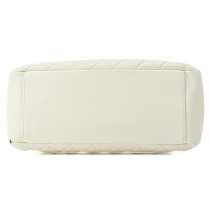 CHANEL Tote Bag  Matelasse Caviar Skin White Double Chain GST Silver-Tone Hardware, Pre-Owned