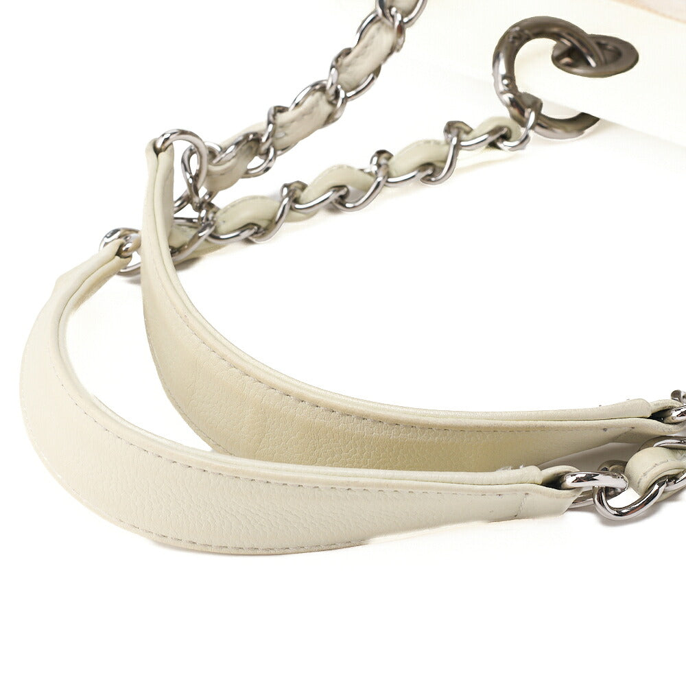 CHANEL Tote Bag  Matelasse Caviar Skin White Double Chain GST Silver-Tone Hardware, Pre-Owned