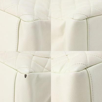 CHANEL Tote Bag  Matelasse Caviar Skin White Double Chain GST Silver-Tone Hardware, Pre-Owned