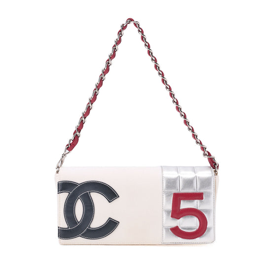 CHANEL One Shoulder Bag Sportline Canvas Bicolor Silver-Tone Hardware, Pre-Owned